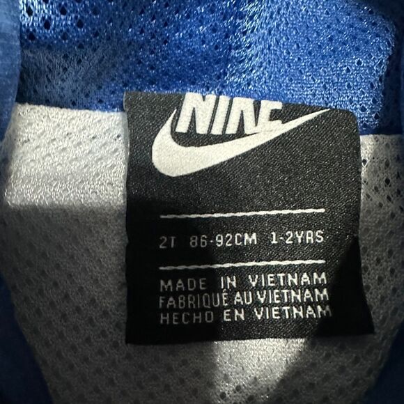 Nike Windrunner Boys 2T Jacket Windbreaker Hood Blue White Full Zip - Picture 2 of 4
